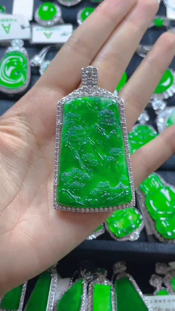 颈饰银S925镶嵌翡翠11