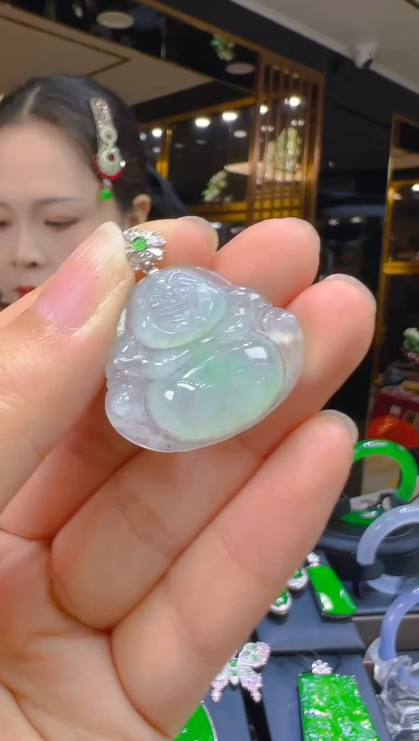 翡翠18K金镶嵌吊坠(赠链)069