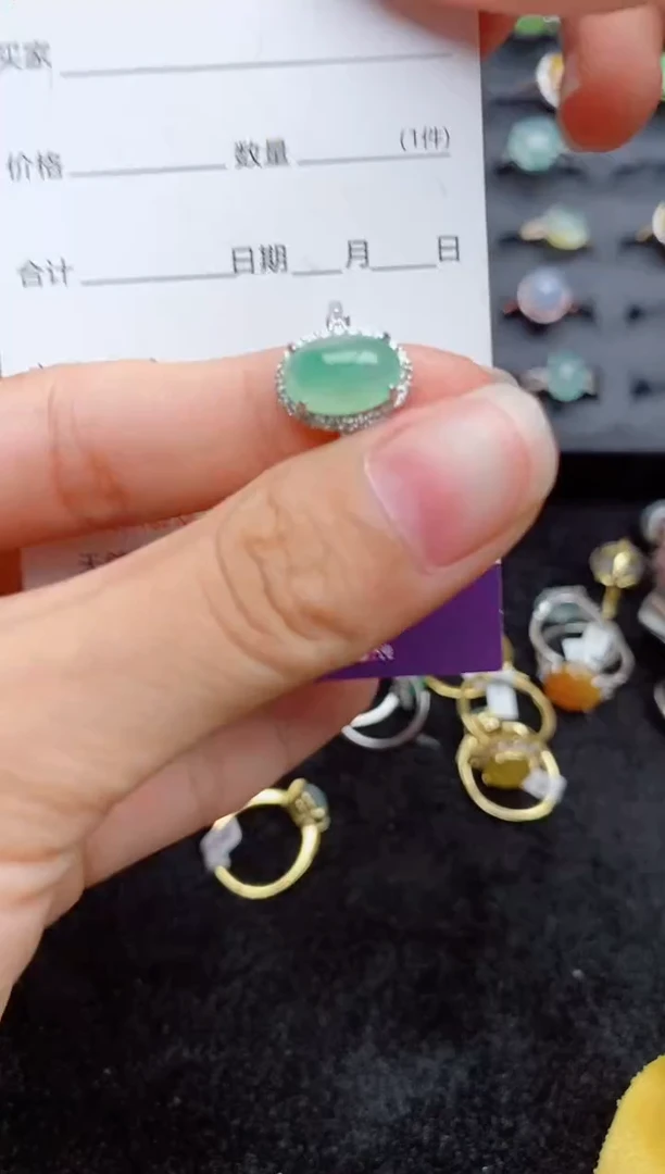 银S925镶嵌戒指翡翠1