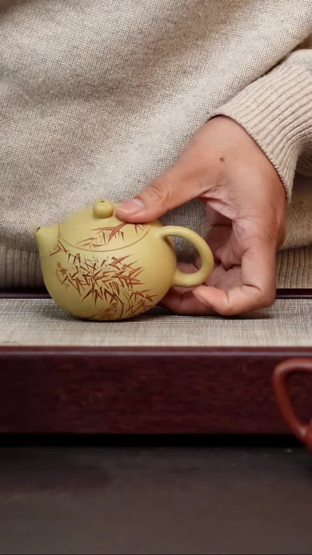 茶杯紫砂炫**花段泥刻绘西施