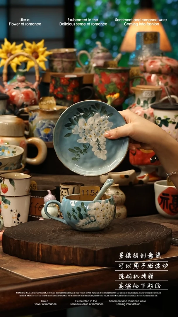 陶瓷景德镇高温釉下彩手工手绘款式@A1156@