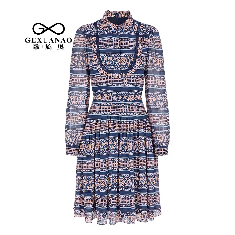 GXO 2025新品甜美泡泡袖印花连衣裙LYQ0306