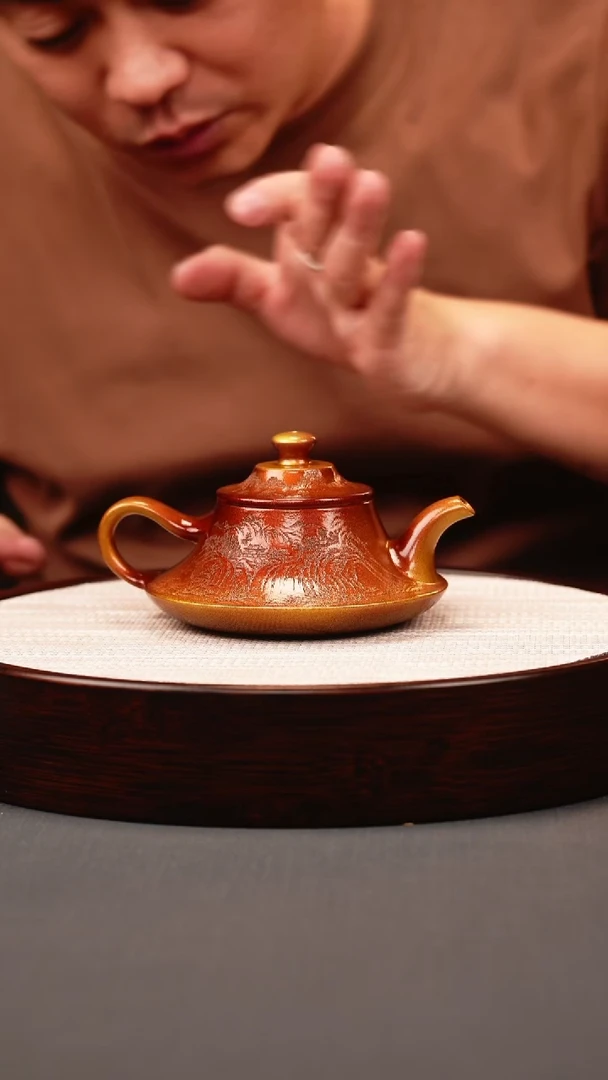 茶壶紫砂贝壳烧 云炉 刻绘