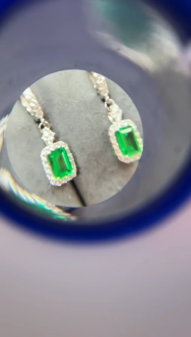 主播定制链接 绿色耳饰1ct