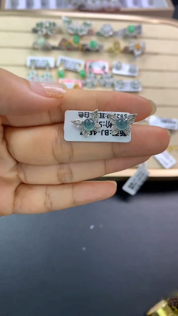 翡翠戒指银S925镶嵌翡翠 蛋面 银S925镶嵌