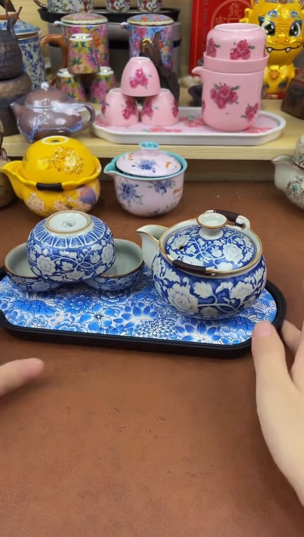 陶瓷茶具摆件旅行套组