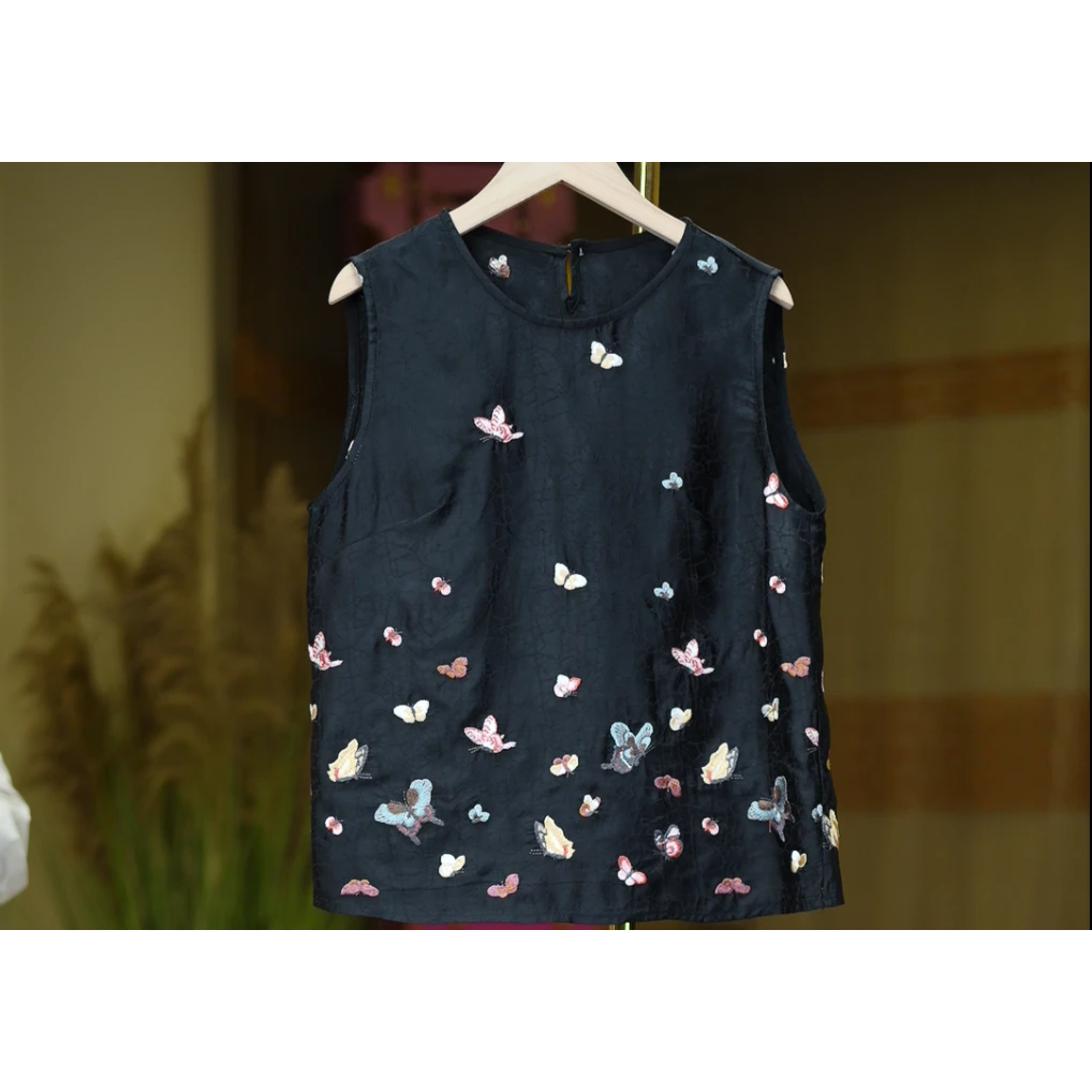 蝴蝶絮语《非遗美学》11871新中式印花无袖百搭背心