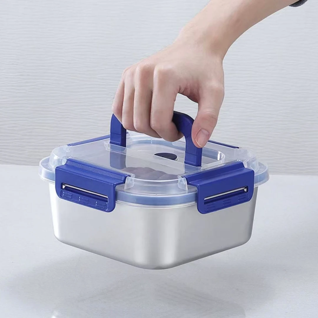 【买两单以上 优先发货】1800ML不锈钢保鲜盒316L便当盒带提手便