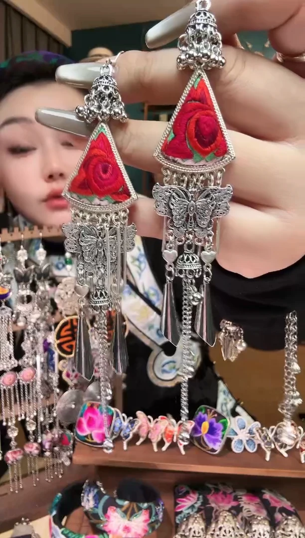 刺绣纯手工民族风刺绣耳环