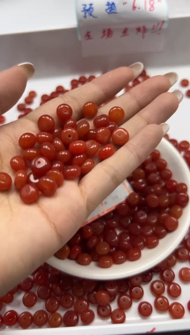 南红玛瑙未镶嵌颈饰x1366满肉南红算盘8*4mm30颗
