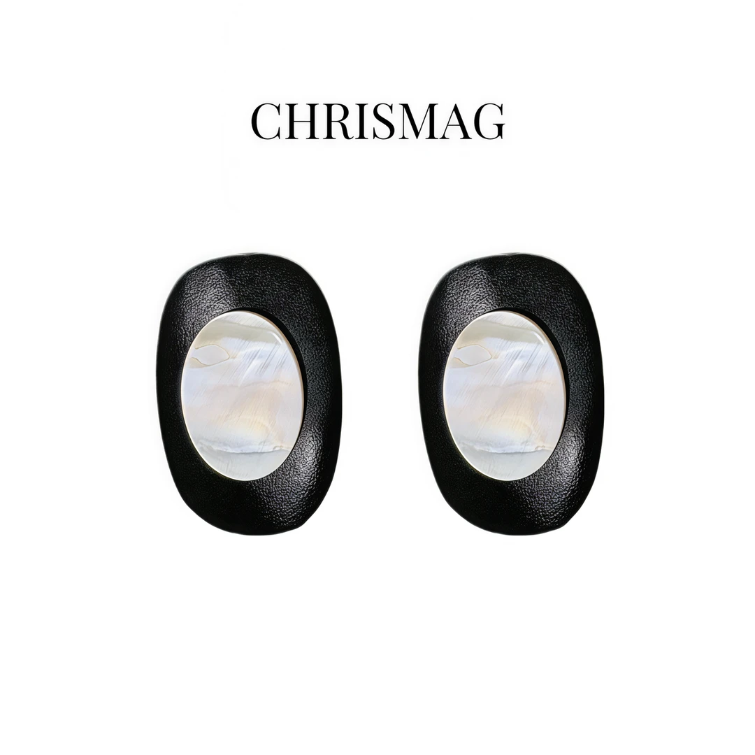 铜合金木质耳饰 CHRISMAG墨白手工木质耳饰新中式小众设计高级感