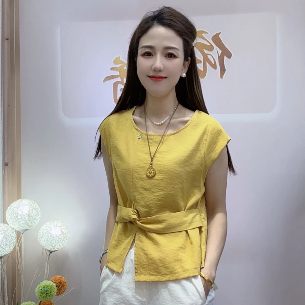 2025夏季新款洋气设计感扭结飞飞袖上衣//