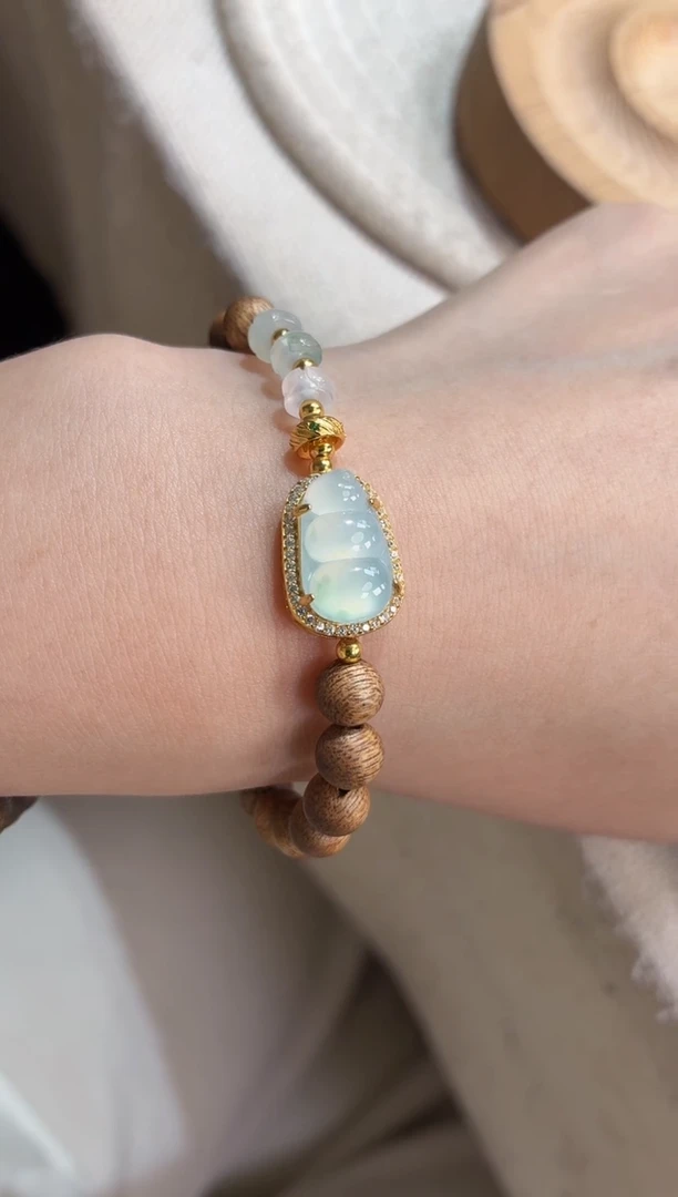 吊坠(不含链)银S925镶嵌翡翠手串