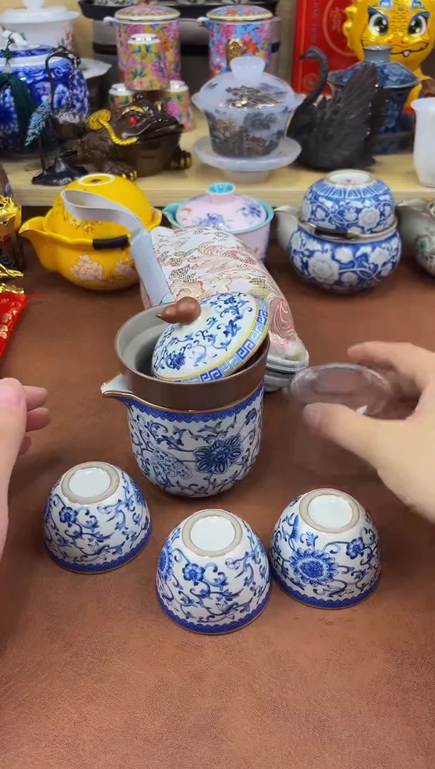 陶瓷茶具摆件旅行套组