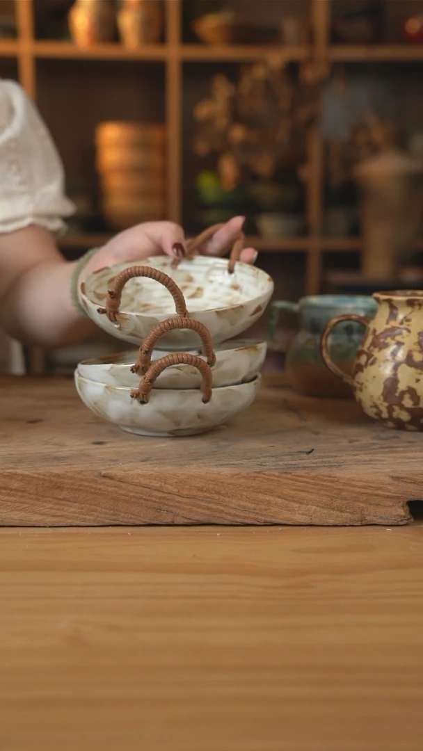 粉影系列的6英寸麻绳小提篮1个