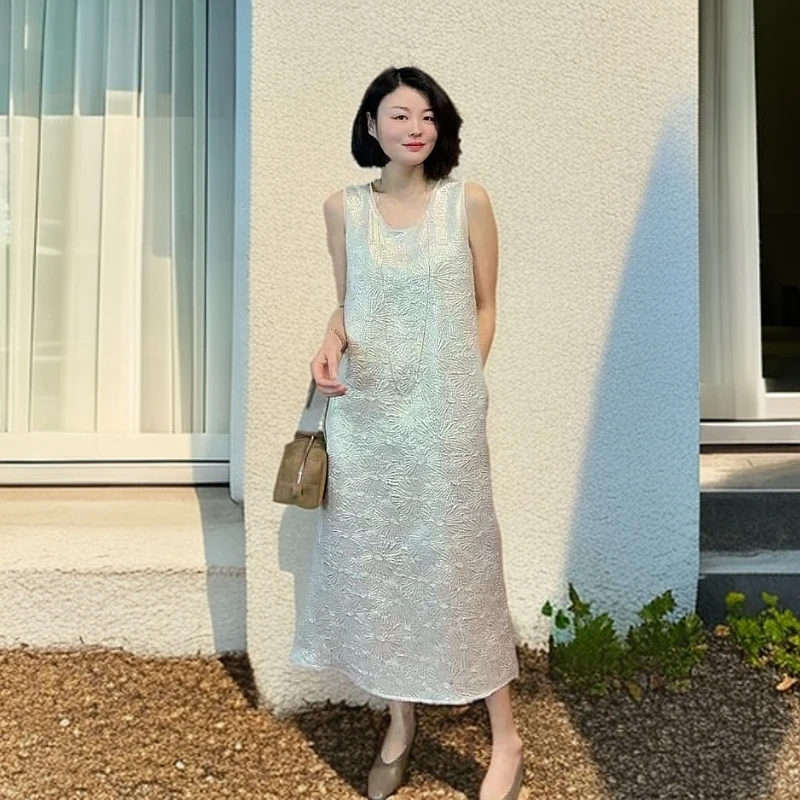 【TANTAN】轻奢气质显瘦无袖连衣裙#504