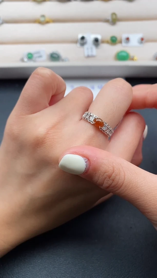 银S925镶嵌戒指翡翠8888888+1