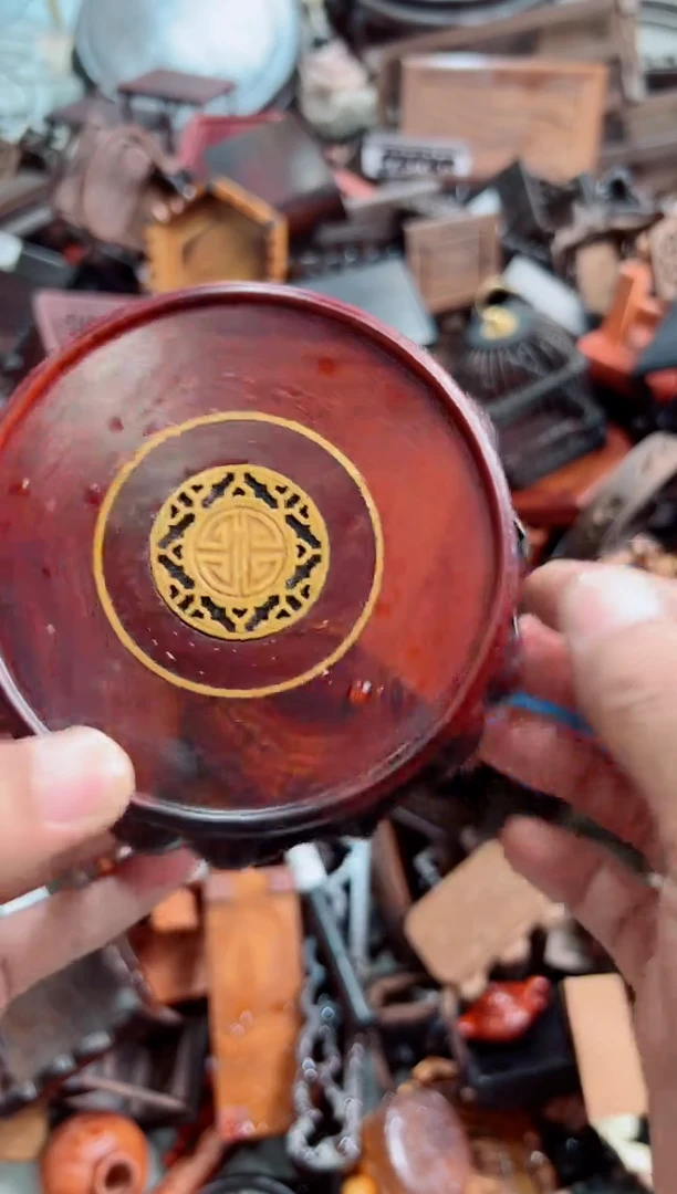 木141中镶嵌黄杨底座花架摆件处理