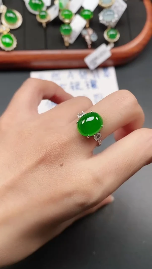 银S925镶嵌戒指翡翠111