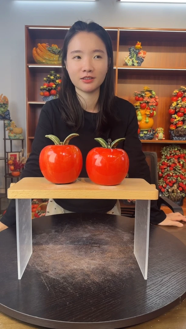 陶瓷苹果一对摆件