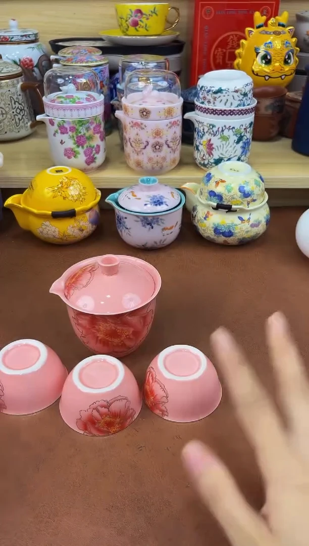陶瓷茶具摆件旅行套组