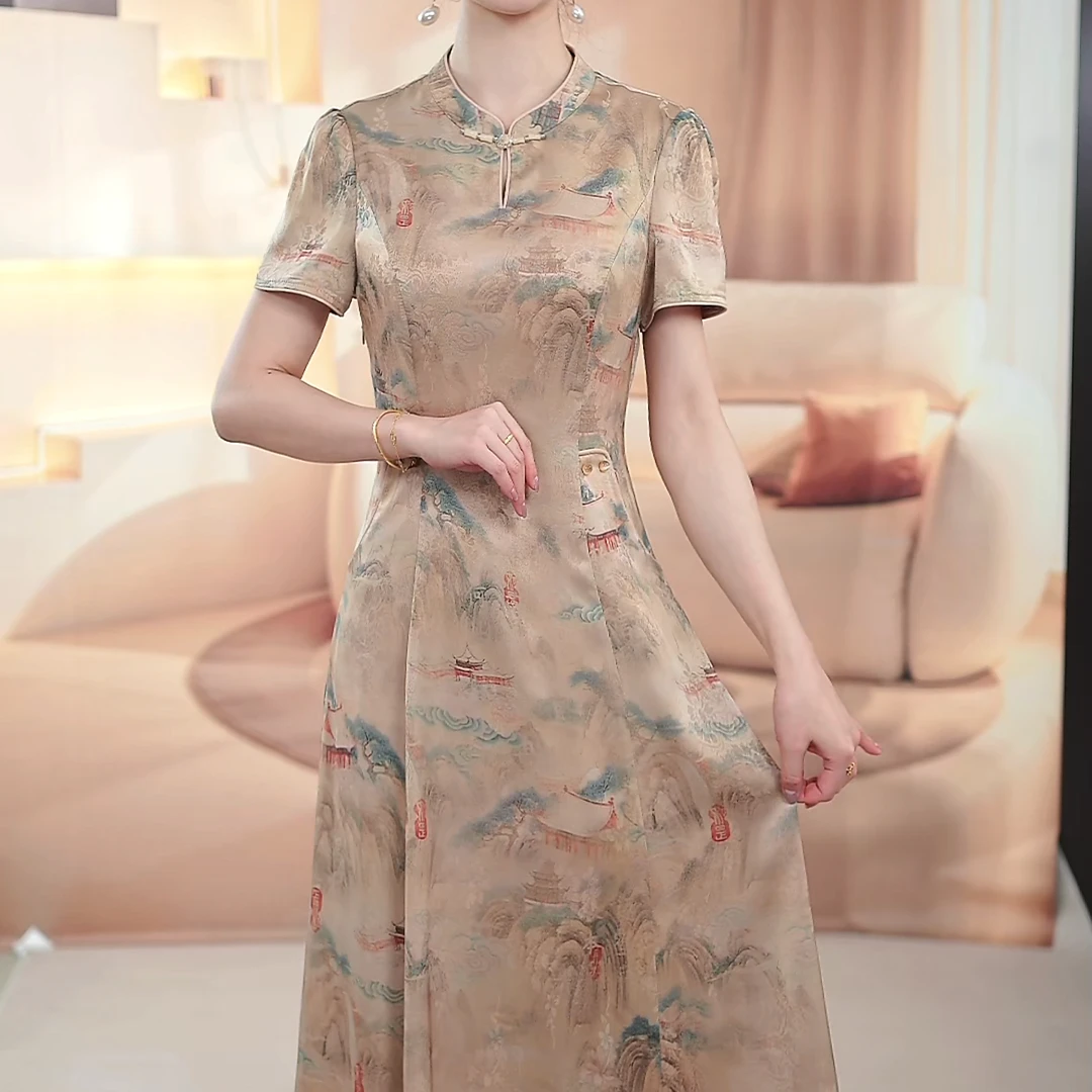 【典雅定制】2025夏季国风新款高贵修身优雅显瘦新中式古典连衣裙