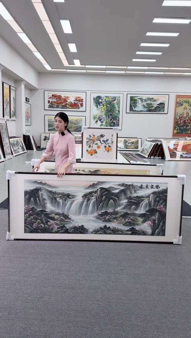 国画手绘 紫气东来 219*88