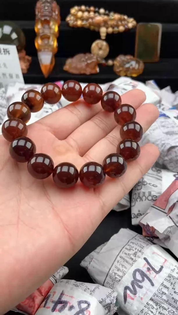 【闪购商品】琥珀手链未镶嵌棕红珀手串