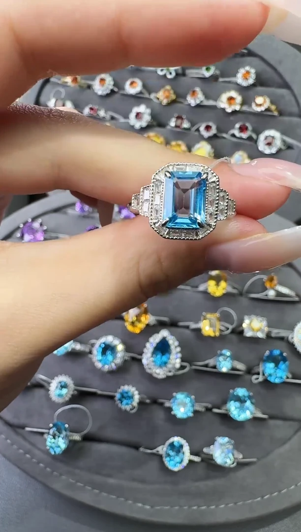 银S925镶嵌戒指托帕石3.0ct【七天鉴赏】