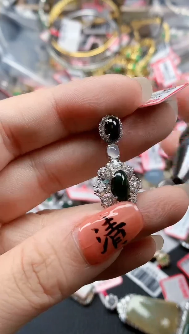 银S925镶嵌戒指翡翠天然A货缅甸翡翠