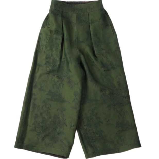 娟【618】 新中式风桑蚕丝 588268 绿山峰裤子 89