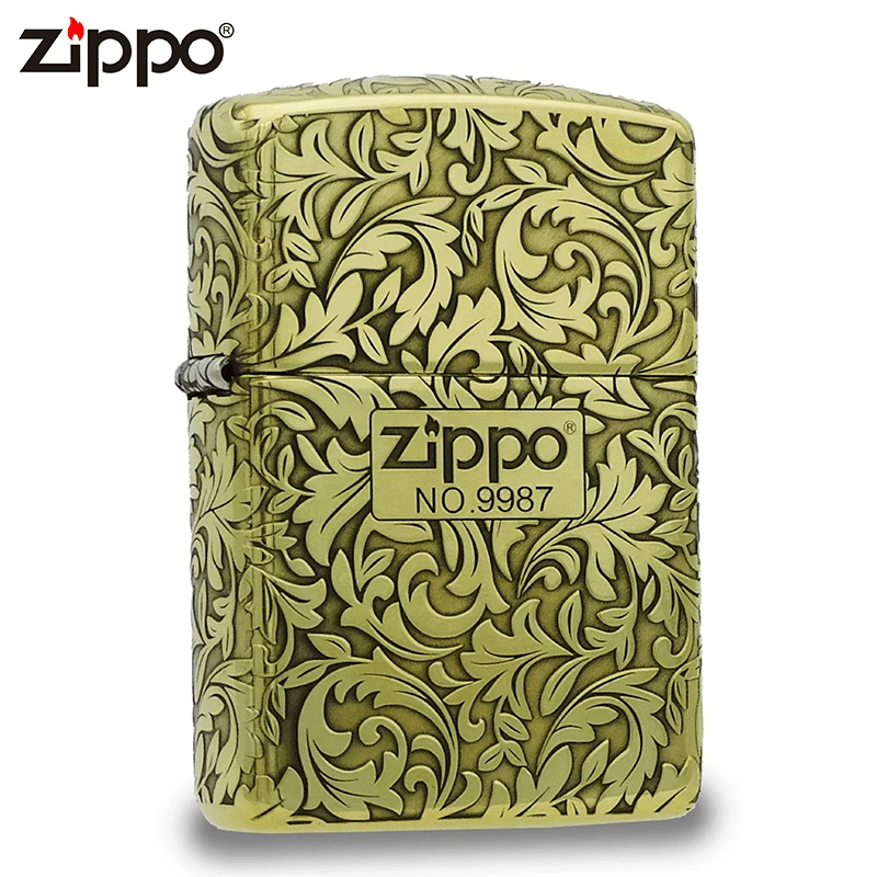 ZIPPO 正品打火机/169黄铜盔甲五面雕刻大叶唐草DY9920DK【佳佳1】