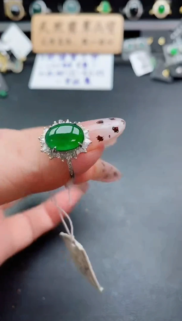 银S925镶嵌戒指翡翠1