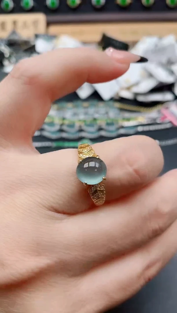 银S925镶嵌戒指翡翠1