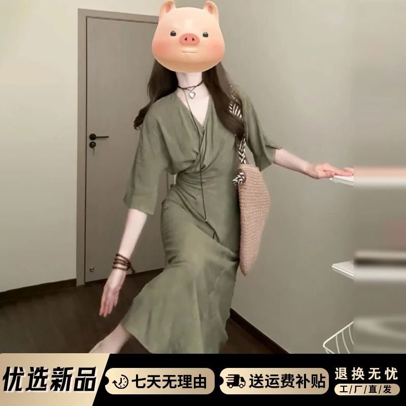 4139法式气质高级感连衣裙女装春季新款收腰显瘦休闲长裙子