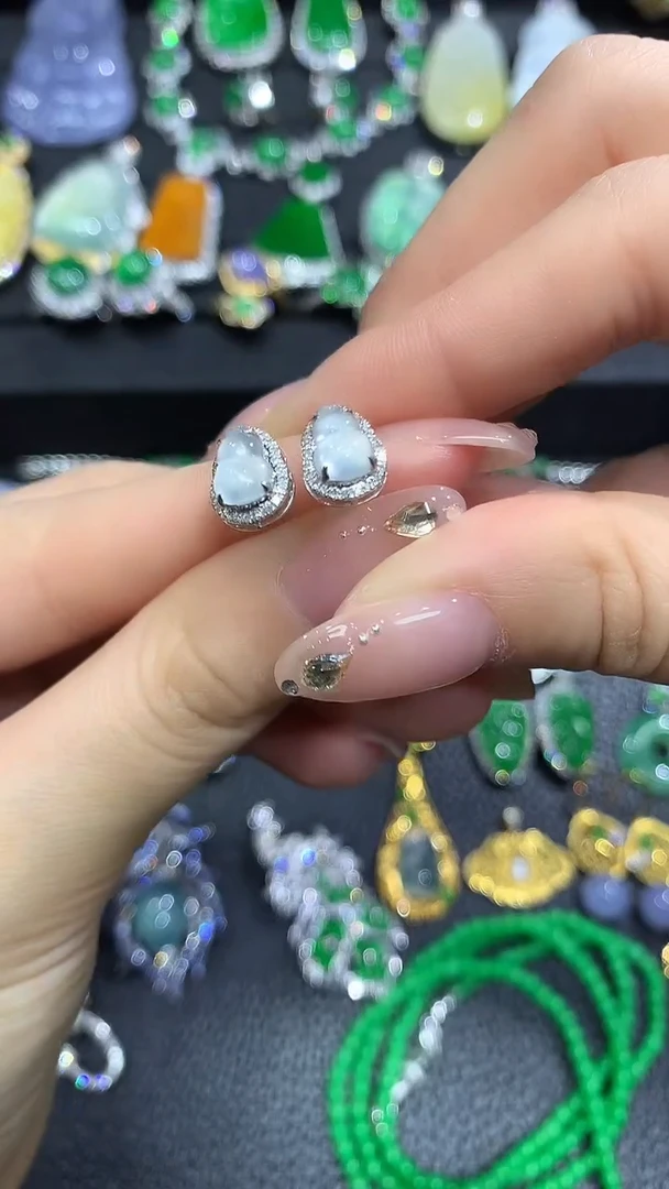 翡翠18K金镶嵌耳饰5团购