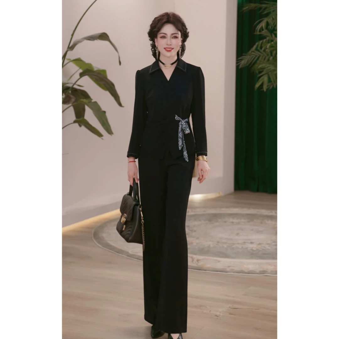 2025新款妈妈装秋装时尚套装气质中年女装宽松两件套显瘦上衣裤子