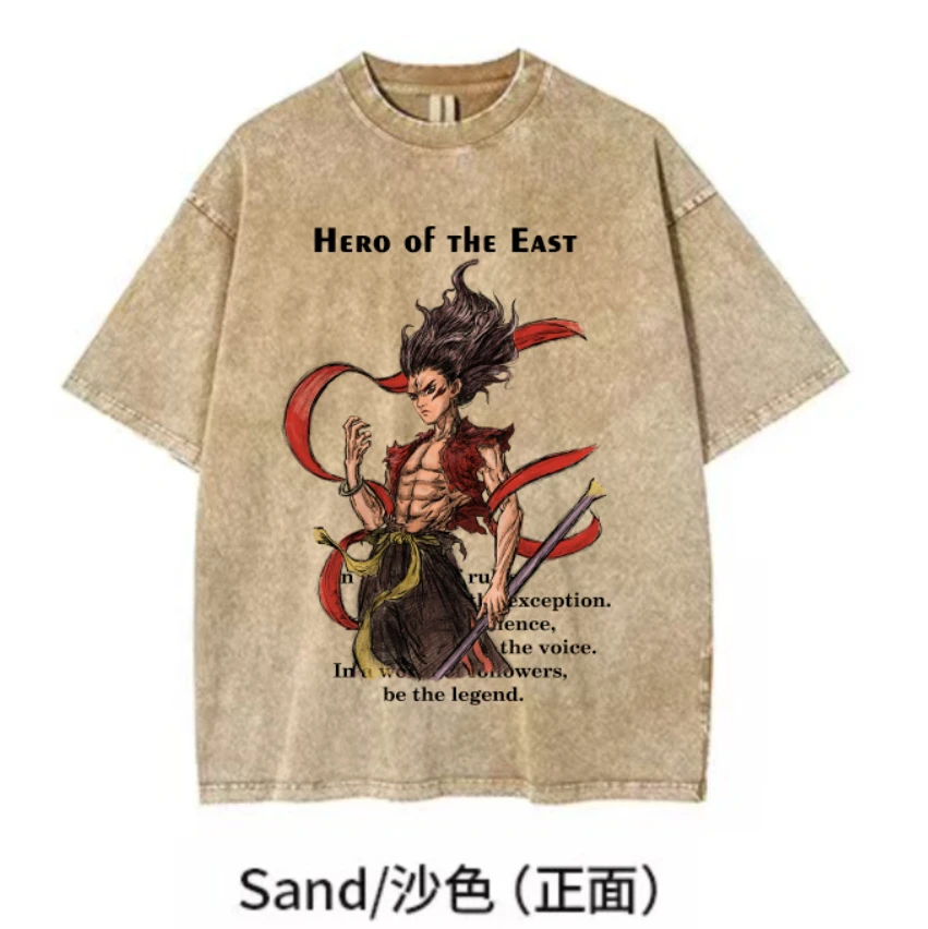 【哪吒觉醒】2025 KiKiTee oversize洗水做旧风宽松260g纯棉手绘T恤