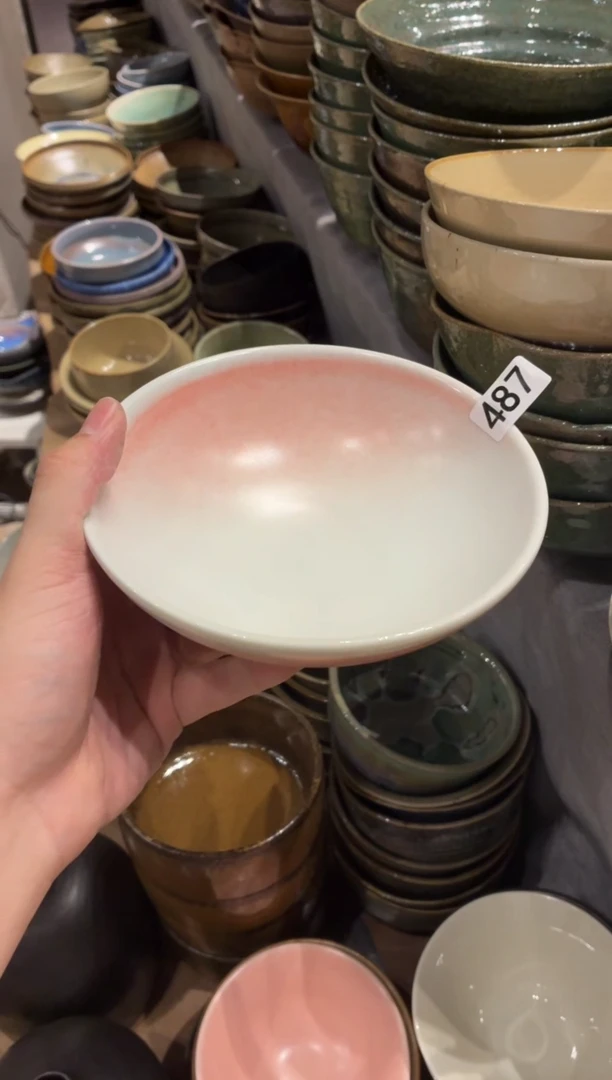 瓷片无*487桃夭圆口碗2个