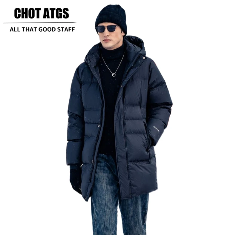 CHOT ATGS高充绒中长款羽绒服男秋冬季热反射极寒饱满连帽保暖外