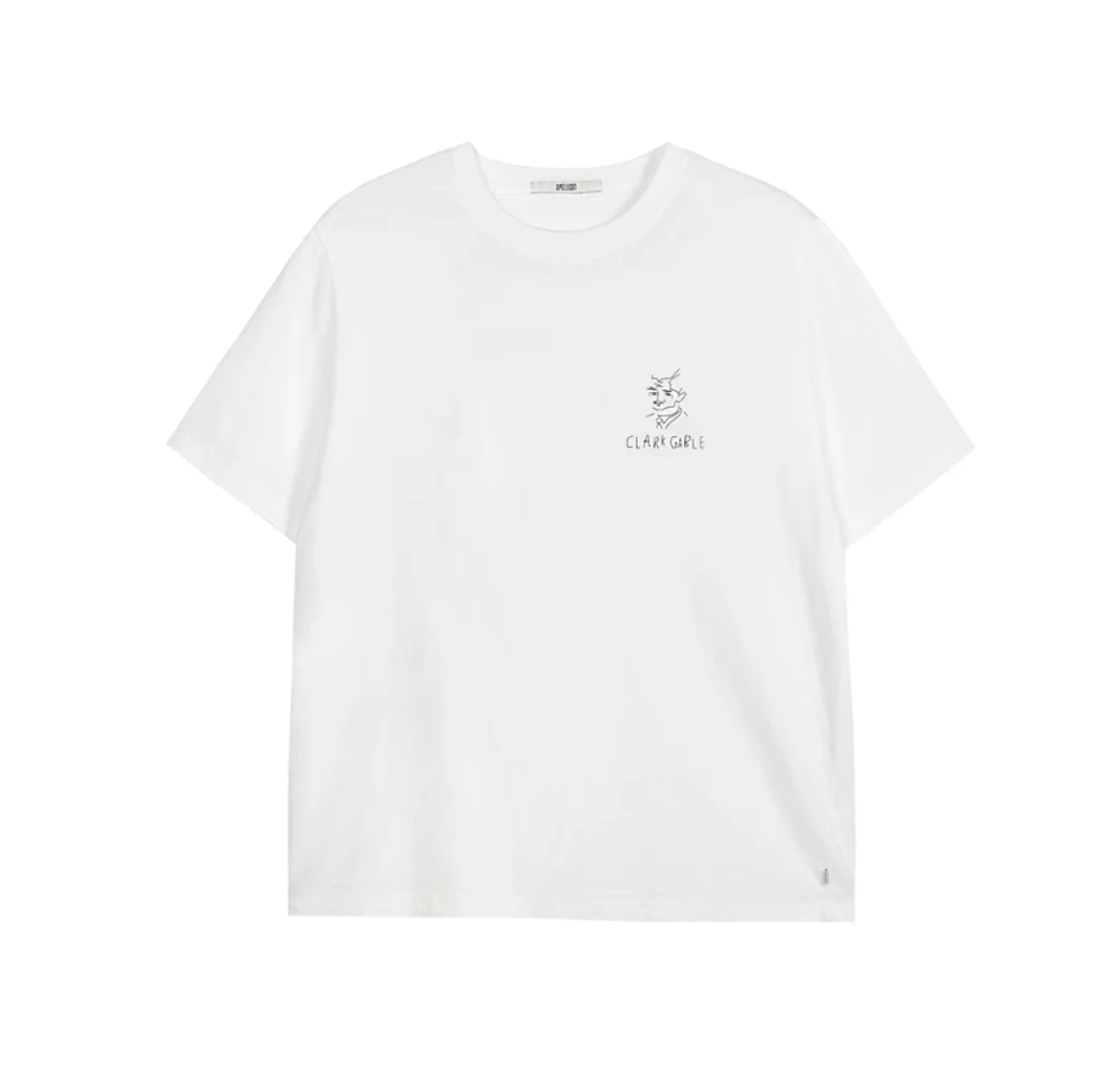 SPELLEDIT[顺丰包邮]25秋季新品盖博T恤时尚印花手绘设计宽松白色