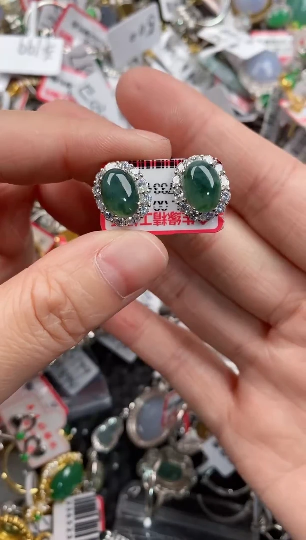 银S925镶嵌戒指翡翠2222----6