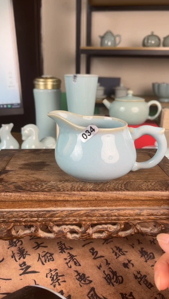 杯034号天青龙耳公道杯开片裸发