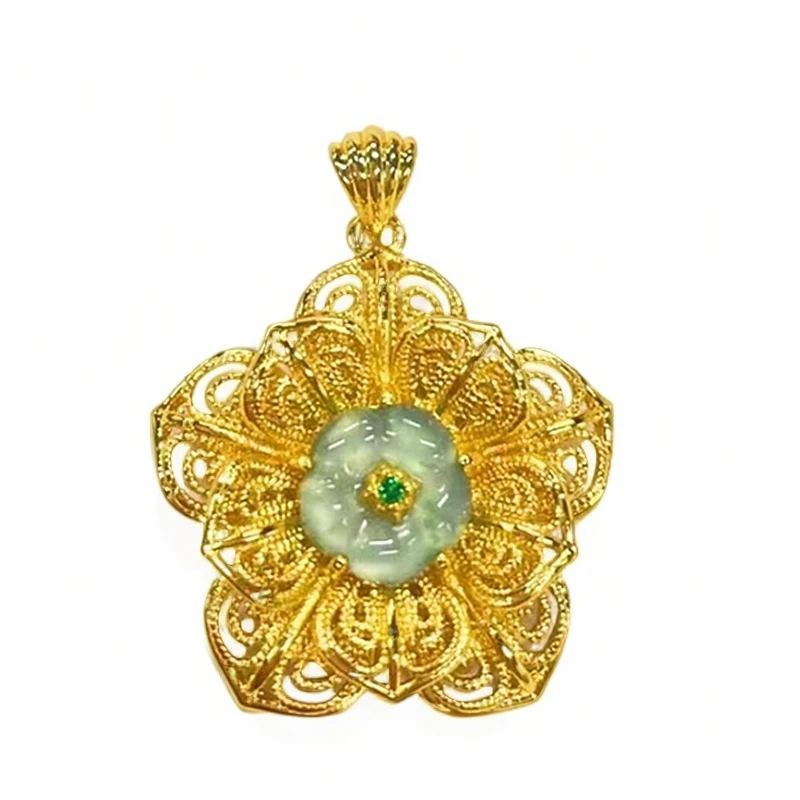 【小岛】翡翠桃花点翠吊坠YSDZ226/YS226