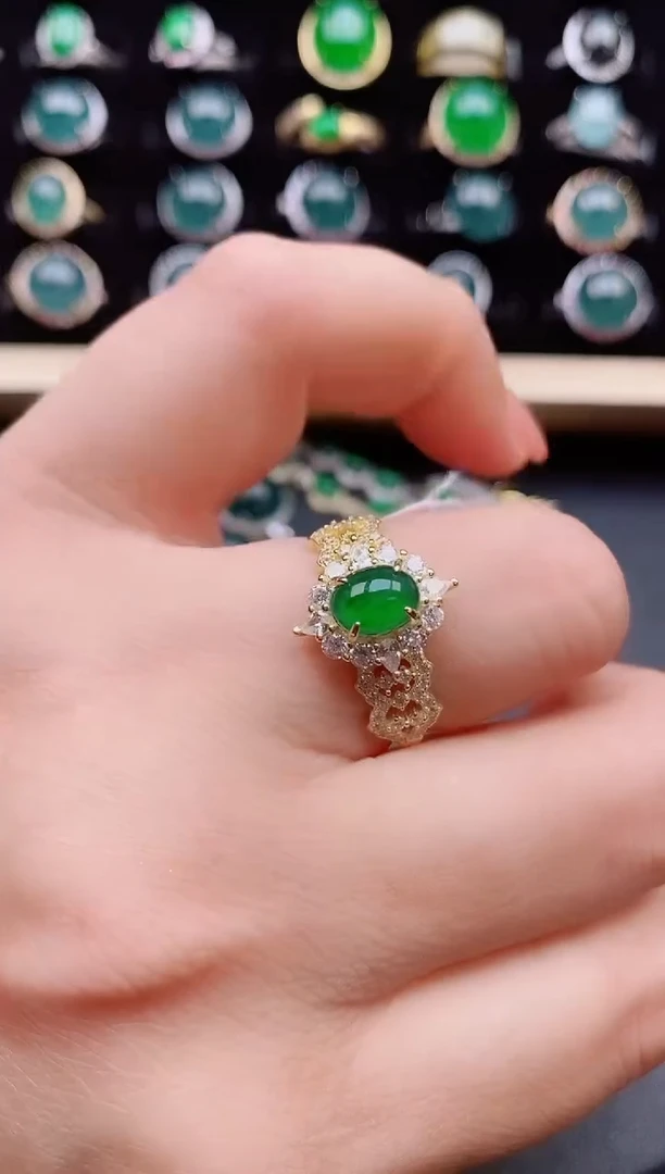 【闪购商品】翡翠戒指银S925镶嵌12121