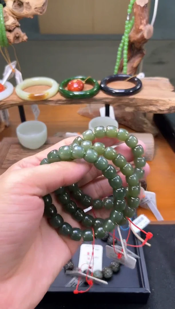 未镶嵌手串和田玉卡10青海湖水绿极限弧 多样性发一