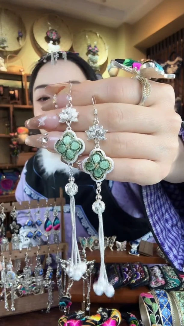 刺绣非遗刺绣民族风耳环