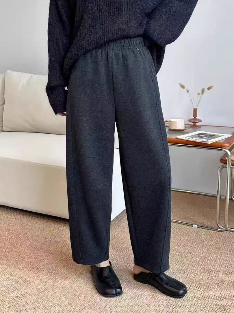 潮流加绒宽松女士弯刀裤时尚裤松紧腰休闲裤百搭时尚1F1050