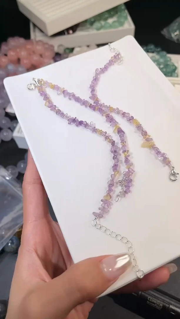 水晶手链未镶嵌多样性发一夏日紫黄手链
