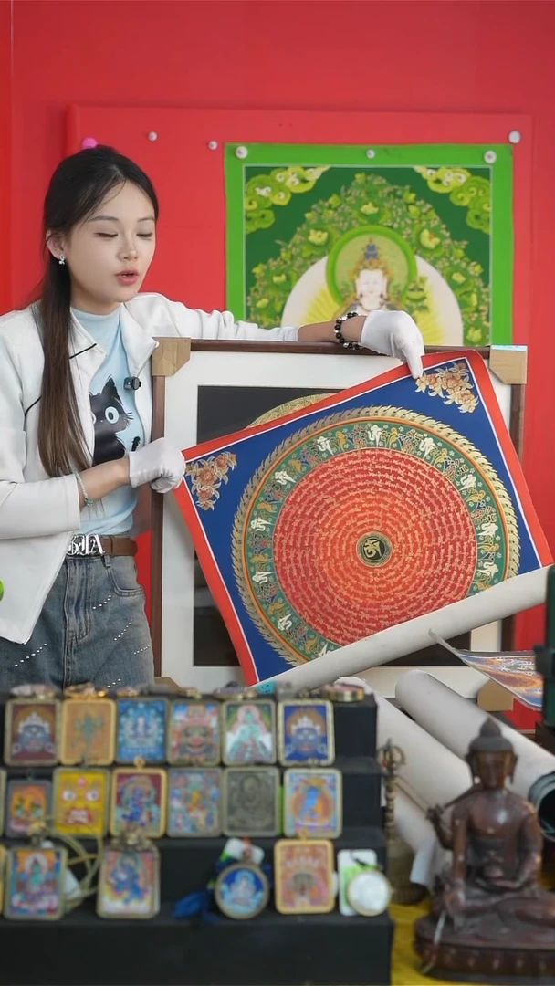 卷轴画手绘咒轮唐卡